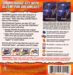 An image of Bleem! for Dreamcast Gran Turismo 2 - Back Cover.