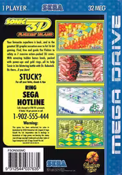 An image of Sonic 3D Flickies’ Island - Back Cover.