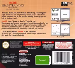 An image of More Brain Training from Dr Kawashima: How Old Is Your Brain? - Back Cover.