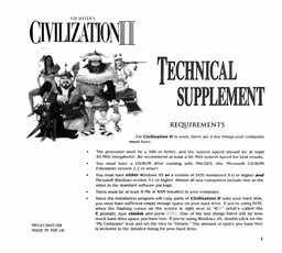 An image of Sid Meier’s Civilization II (The Collector’s Edition) - Technical Supplement.