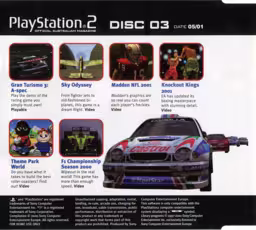 An image of ops2m demo 05: Demo Disc 03 – May 2001 - Back Cover.