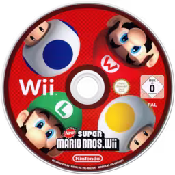 An image of New Super Mario Bros. Wii - Game Disc.