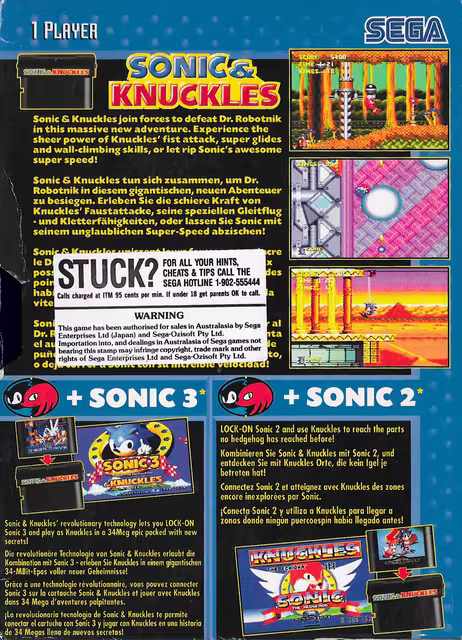 An image of Sonic & Knuckles - Back Cover.