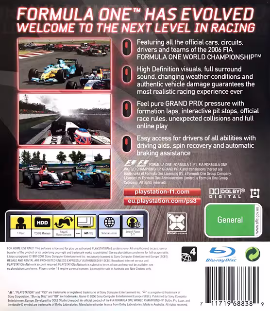 An image of Formula One Championship Edition - Back Cover.