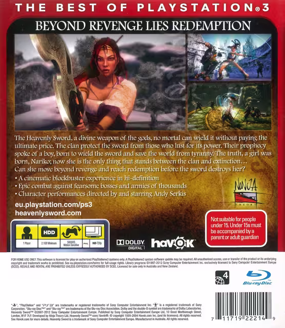An image of Heavenly Sword (Essentials) - Back Cover.