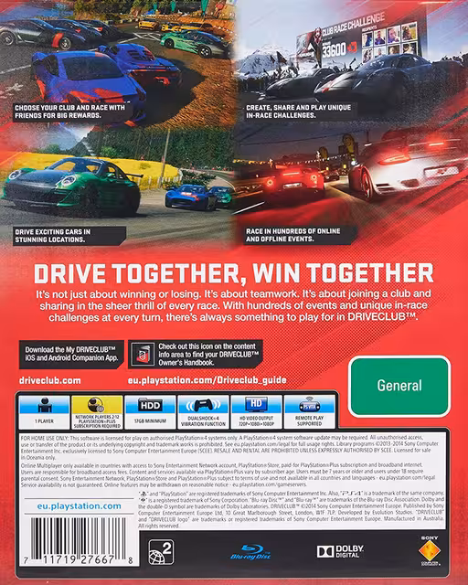An image of Driveclub - Back Cover.