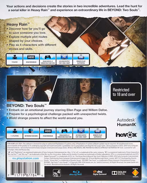An image of The Heavy Rain & Beyond: Two Souls Collection - Back Cover.