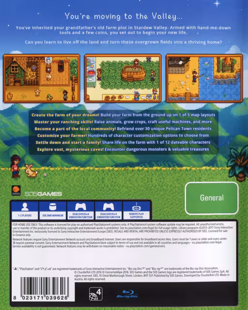 An image of Stardew Valley (Collector’s Edition) - Back Cover.