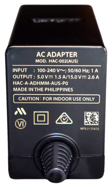 An image of AC Adapter - Product Label.