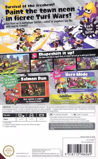 An image of Splatoon 2 - Back Cover.