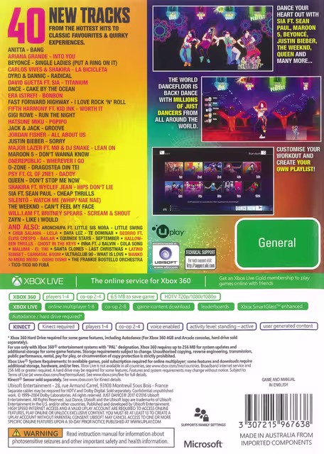 An image of Just Dance 2017 - Back Cover.