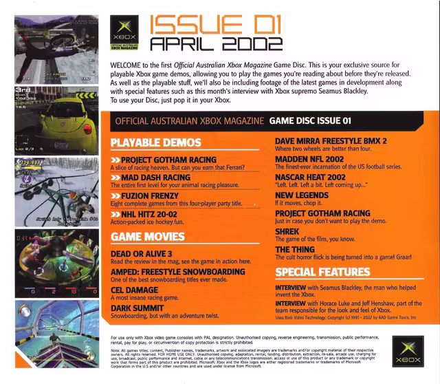 An image of Official Xbox Magazine Game Disc 1 (AU) - Back Cover.